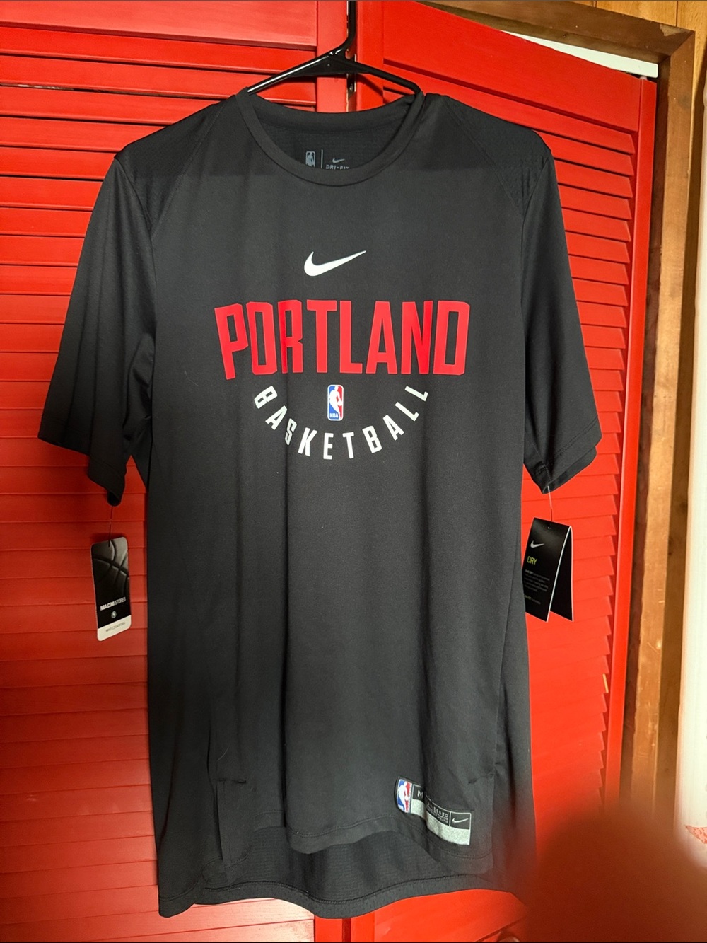 Nike Black Portland Basketball Tee with Red Logo